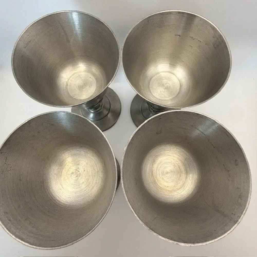 Set Of 4 International Silver Co Pewter Goblets Chalices Wine Glasses  4 in USA